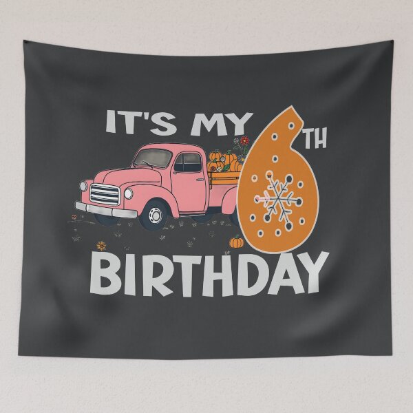 Artikelvorschau, Es ist mein 6. Geburtstag rosa LKW Herbst Kürbis entworfen und verkauft von giftfromheart.
