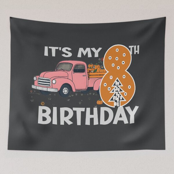 Item preview, It's my 8th birthday pink truck fall pumpkin  designed and sold by giftfromheart.