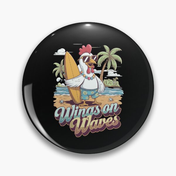 Item preview, Funny Chicken Surfboarding On The Great Wave , Wings On Waves  designed and sold by Hotshots Design.