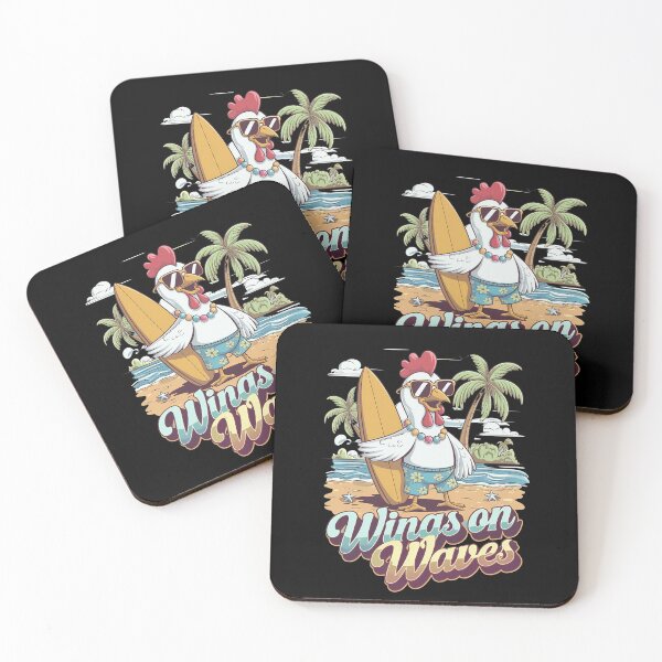Item preview, Funny Chicken Surfboarding On The Great Wave , Wings On Waves  designed and sold by Hotshots Design.