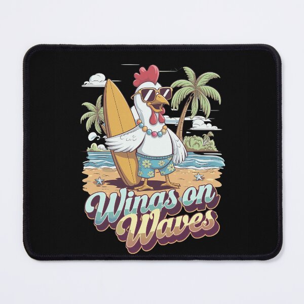 Item preview, Funny Chicken Surfboarding On The Great Wave , Wings On Waves designed and sold by Hotshots Design.