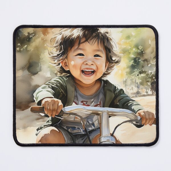 Item preview, Toddler Trails - An Asian Toddler On A Tricycle - Asian Art - Watercolor Art designed and sold by CastleBySea.