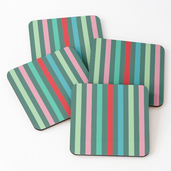 Item preview, Multi-coloured Stripes Pattern on Pine Green designed and sold by scome.