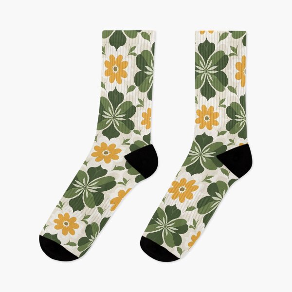 Artikelvorschau, Mid Century Modern Retro Blumenmuster Grün, Gelb entworfen und verkauft von Prints and Lifestyle.