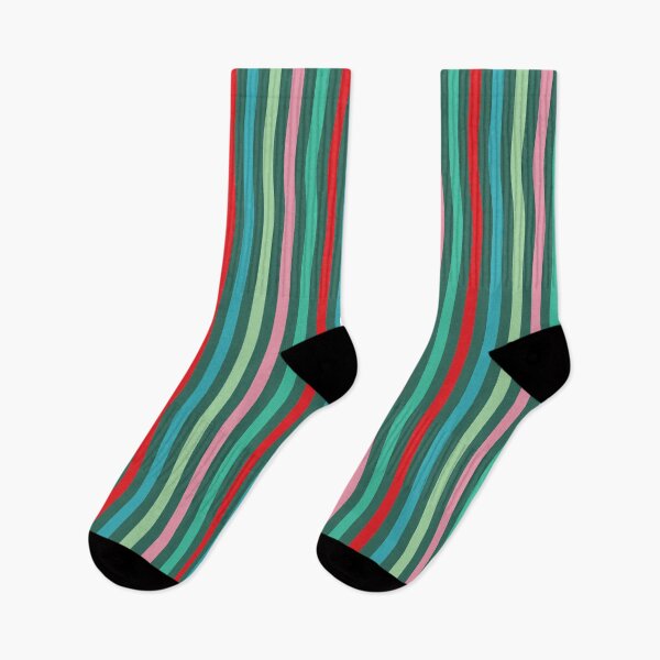 Item preview, Multi-coloured Stripes Pattern on Pine Green designed and sold by scome.
