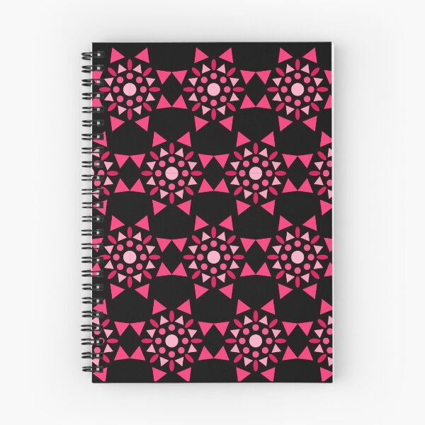 Item preview, Pink different shades seamless pattern geometric design on black background print  designed and sold by SpinklyCreations.