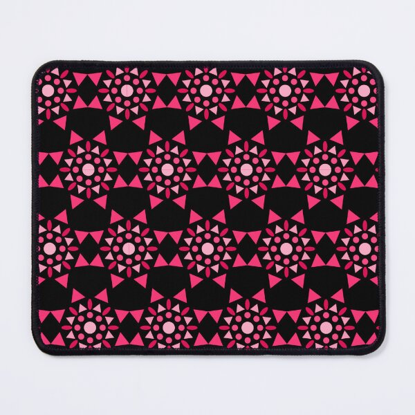 Item preview, Pink different shades seamless pattern geometric design on black background print  designed and sold by SpinklyCreations.