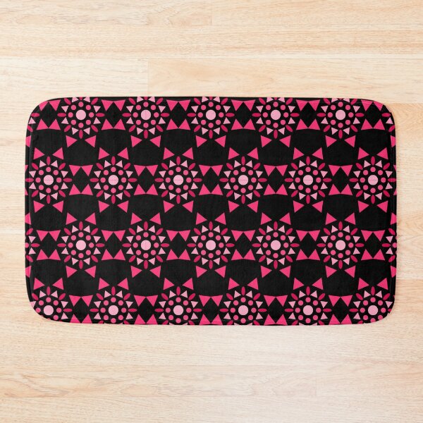 Item preview, Pink different shades seamless pattern geometric design on black background print  designed and sold by SpinklyCreations.