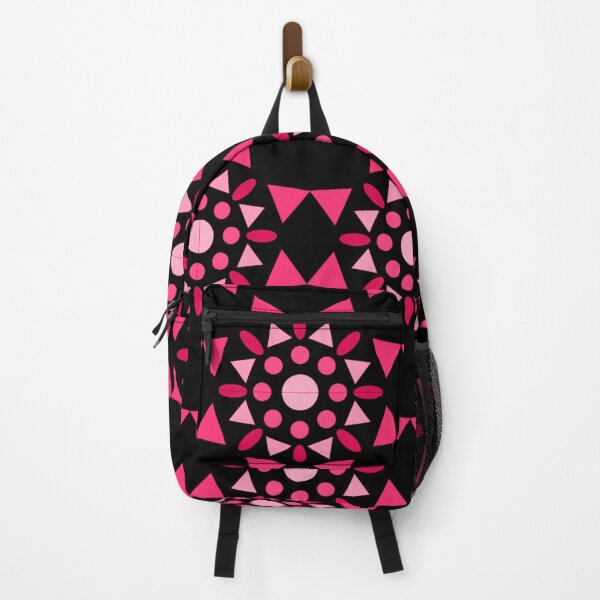 Item preview, Pink different shades seamless pattern geometric design on black background print designed and sold by SpinklyCreations.
