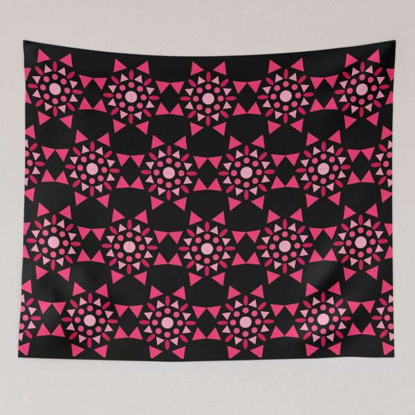 Item preview, Pink different shades seamless pattern geometric design on black background print  designed and sold by SpinklyCreations.