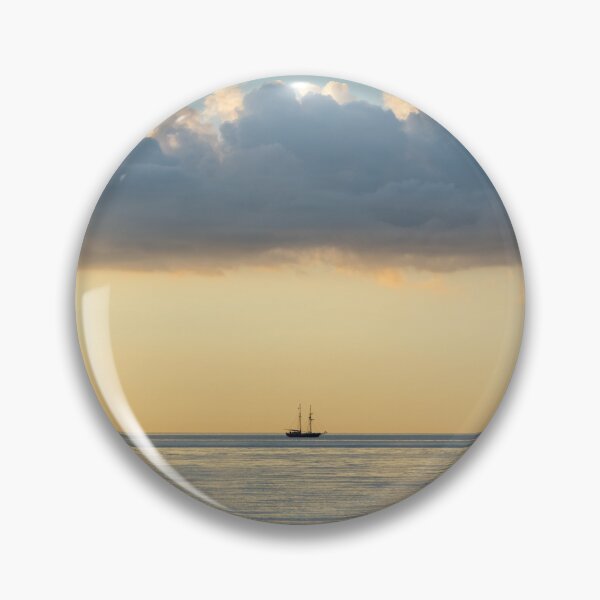 Item preview, Distant Sailing Ship on Pale Gold and Blue Ocean designed and sold by Georgia Mizuleva.
