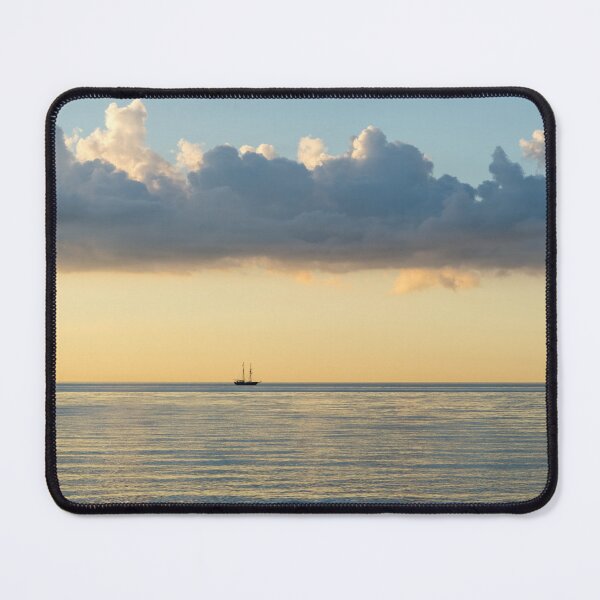 Item preview, Distant Sailing Ship on Pale Gold and Blue Ocean designed and sold by Georgia Mizuleva.