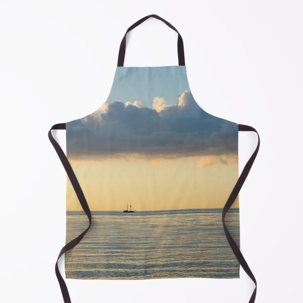 Item preview, Distant Sailing Ship on Pale Gold and Blue Ocean designed and sold by Georgia Mizuleva.