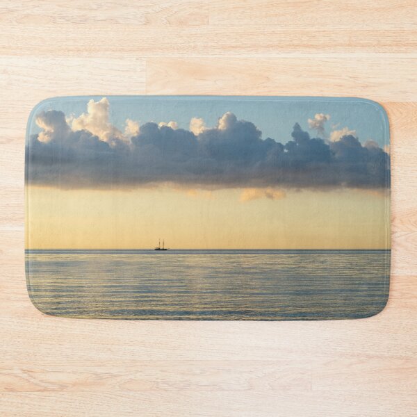 Item preview, Distant Sailing Ship on Pale Gold and Blue Ocean designed and sold by Georgia Mizuleva.