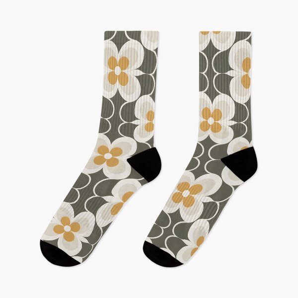 Artikelvorschau, Mid Century Modern Retro Blumenmuster Braun Gelb entworfen und verkauft von Prints and Lifestyle.