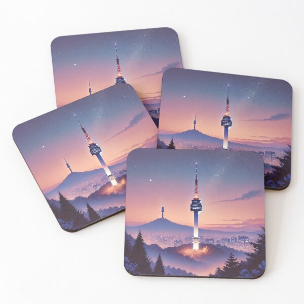 Item preview, Seoul Tower Night View Illustration designed and sold by unrealartwork.
