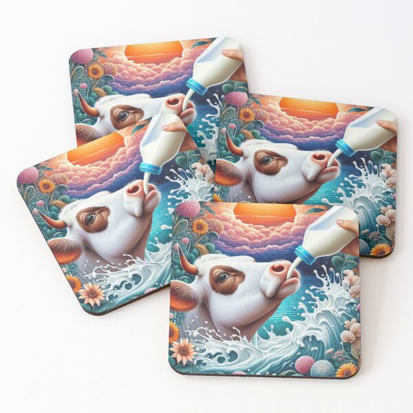 Item preview, Cow drinking milk designed and sold by lalylaura.