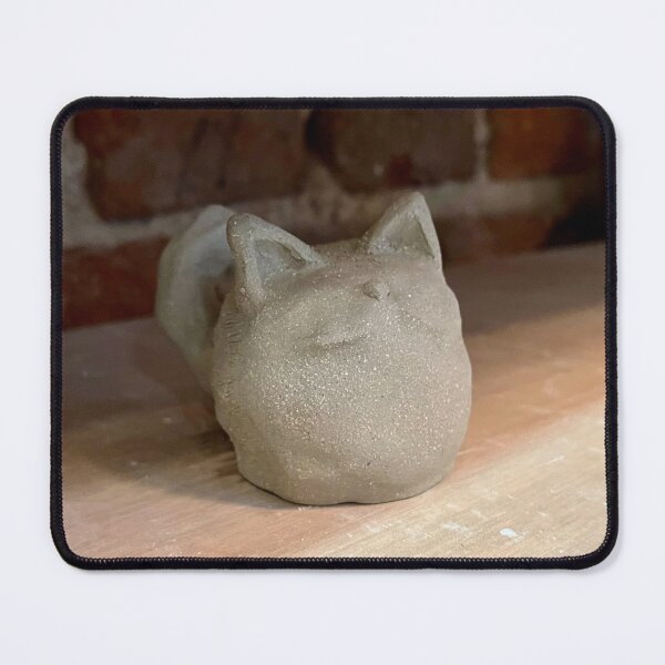 Item preview, Cute pottery smug cat figurine designed and sold by Ponted.