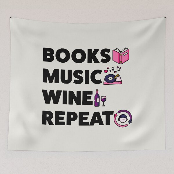 Item preview, Books, Music, Wine, Repeat designed and sold by Miaou Studio.