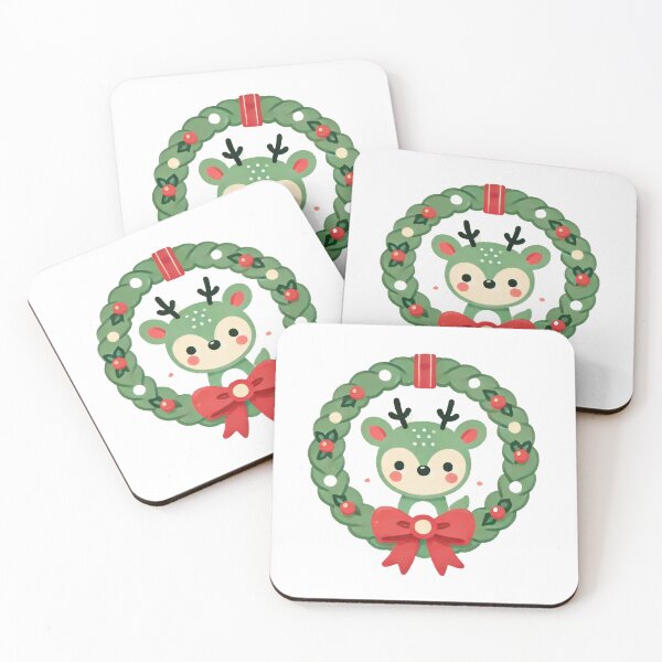 Item preview, Cute Deer Christmas Wreath Illustration designed and sold by lubushop1.