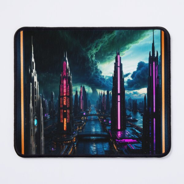 Item preview, Futuristic Cyberpunk Metropolis Amidst Clouds Of Stormy Skies Breathtaking AI Concept Art by Xzendor7 designed and sold by Xzendor7 Digital Art Creations.