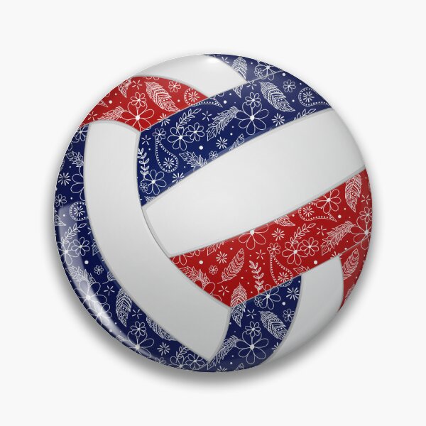 Item preview, Boho feathers paisleys red navy blue volleyball designed and sold by katzdzynes.