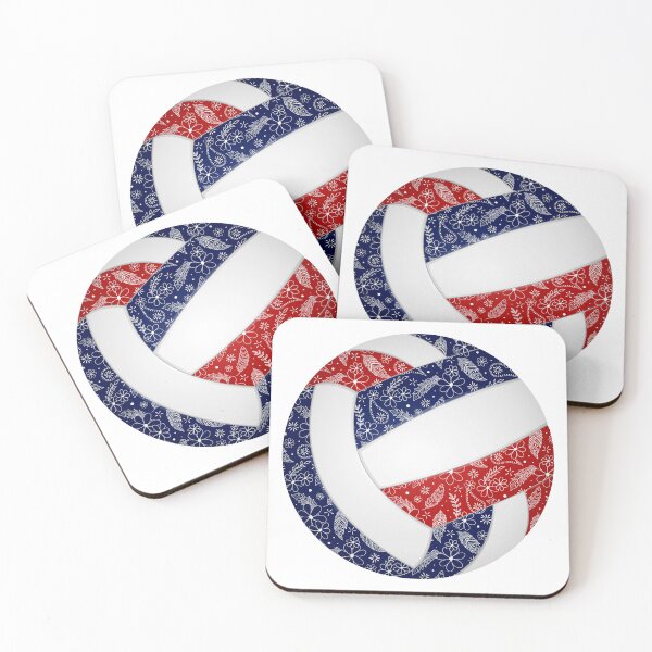 Item preview, Boho feathers paisleys red navy blue volleyball designed and sold by katzdzynes.