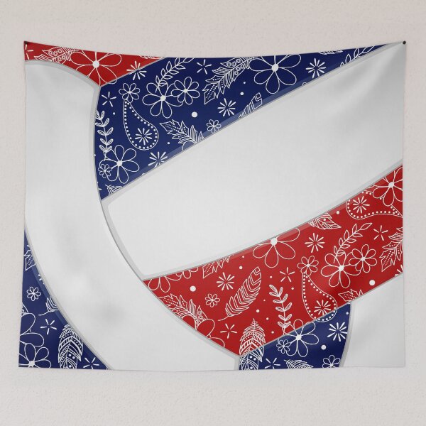 Item preview, Boho feathers paisleys red navy blue volleyball designed and sold by katzdzynes.
