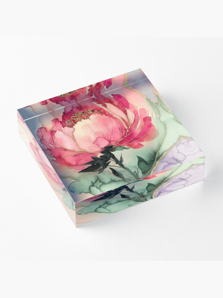 Thumbnail 3 of 5, Acrylic Block, Peony designed and sold by Patricks-Art.