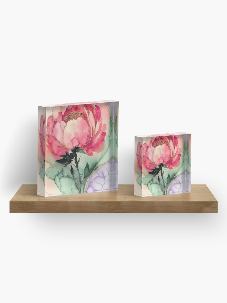 Thumbnail 4 of 5, Acrylic Block, Peony designed and sold by Patricks-Art.