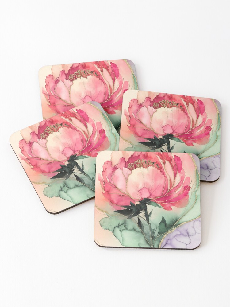 Thumbnail 1 of 5, Coasters (Set of 4), Peony designed and sold by Patricks-Art.