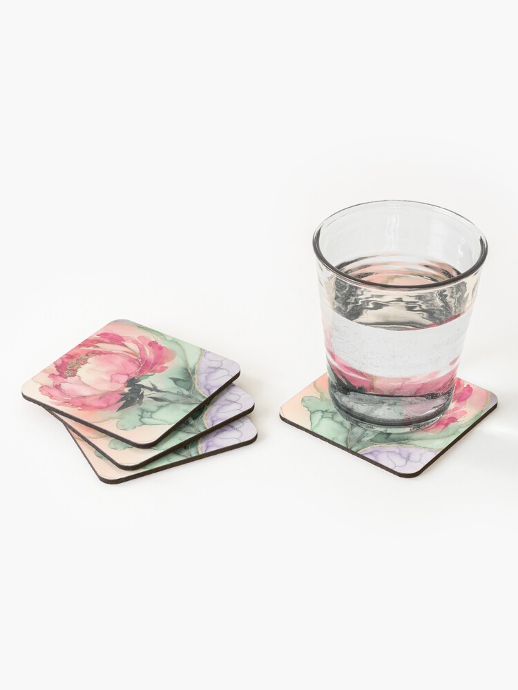 Thumbnail 2 of 5, Coasters (Set of 4), Peony designed and sold by Patricks-Art.