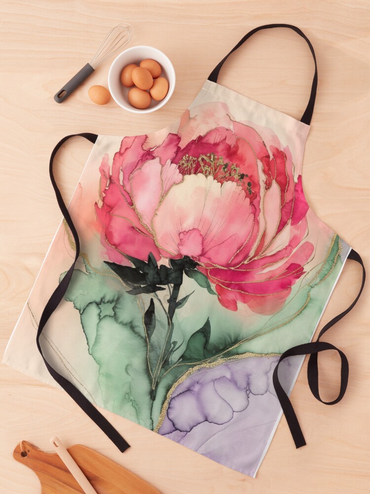 Thumbnail 1 of 6, Apron, Peony designed and sold by Patricks-Art.