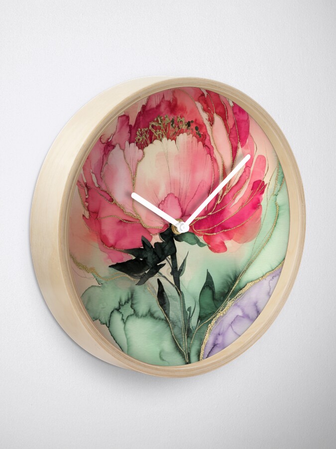 Thumbnail 1 of 4, Clock, Peony designed and sold by Patricks-Art.