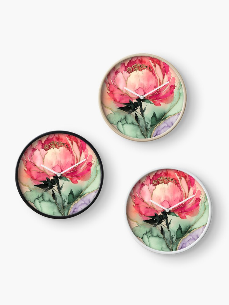 Thumbnail 3 of 4, Clock, Peony designed and sold by Patricks-Art.