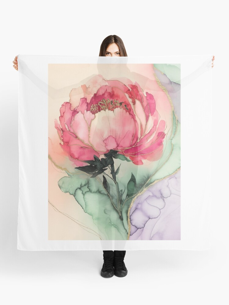 Thumbnail 1 of 3, Scarf, Peony designed and sold by Patricks-Art.