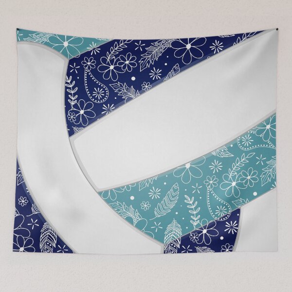 Item preview, Boho feathers paisleys navy blue teal volleyball designed and sold by katzdzynes.