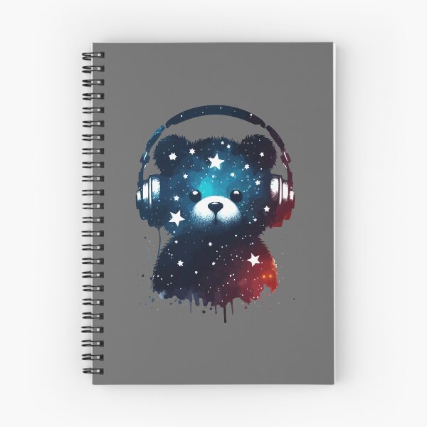 Item preview, Cosmic Bear Cute Headphones Music Watercolor Space  designed and sold by TomFrontierArt.