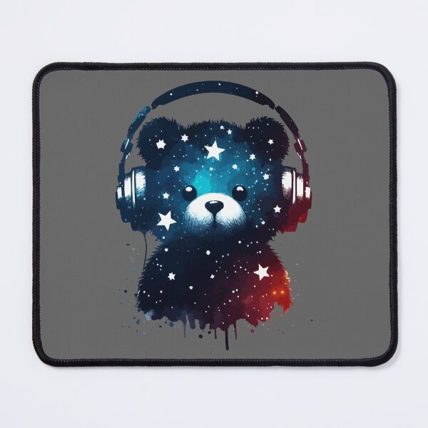 Item preview, Cosmic Bear Cute Headphones Music Watercolor Space designed and sold by TomFrontierArt.