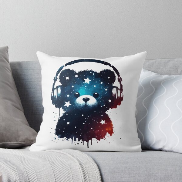 Item preview, Cosmic Bear Cute Headphones Music Watercolor Space  designed and sold by TomFrontierArt.