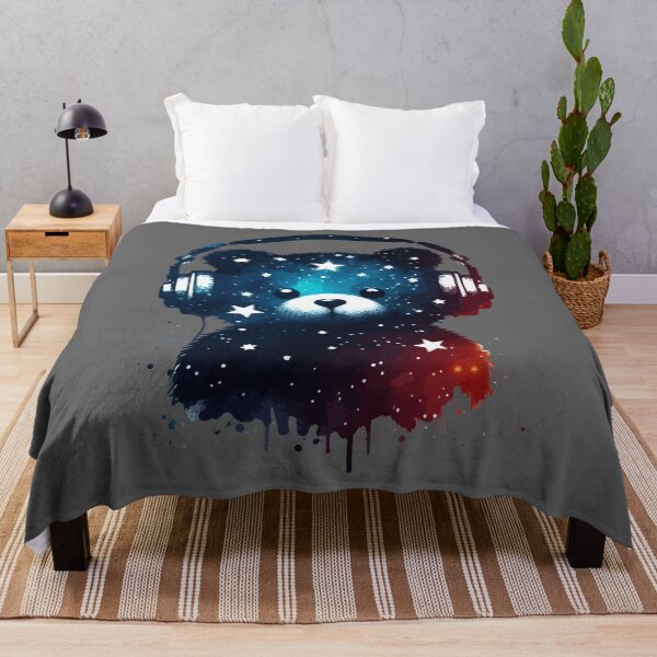 Item preview, Cosmic Bear Cute Headphones Music Watercolor Space  designed and sold by TomFrontierArt.