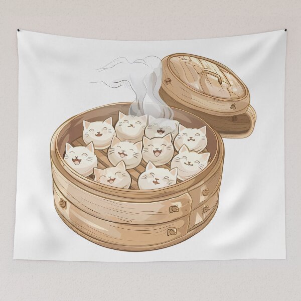Item preview, Steamer Full of Cat Dumplings designed and sold by LarkspurAndTea.