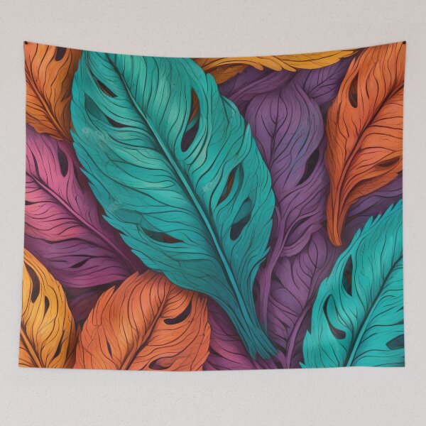 Item preview, Intricately Detailed Feather Leaves in Bold Hues designed and sold by ArtComixHaven.