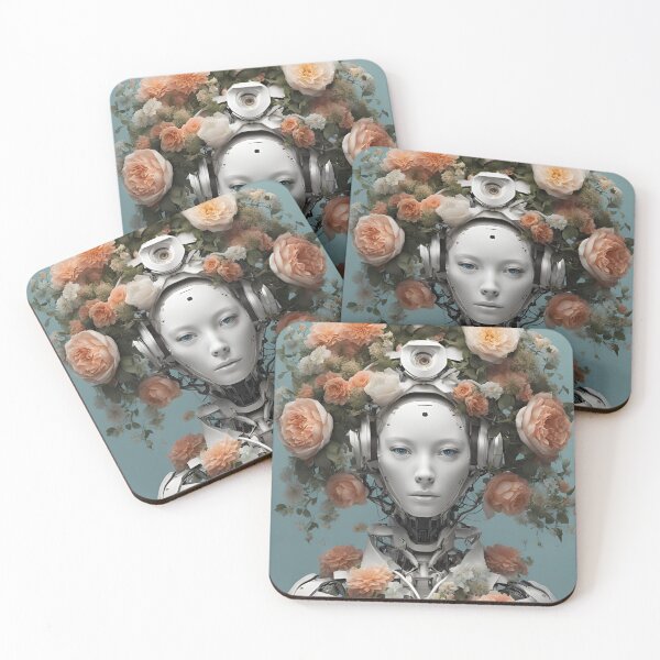 Item preview,  Robot Humanoid  Futuristic Android Peaceful  Beautiful Flowers  designed and sold by KolorellaS.