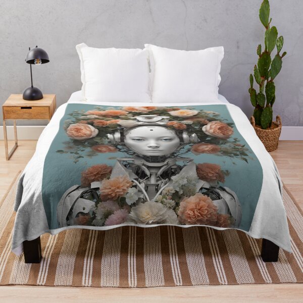 Item preview,  Robot Humanoid  Futuristic Android Peaceful  Beautiful Flowers  designed and sold by KolorellaS.
