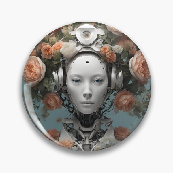 Item preview,  Robot Humanoid  Futuristic Android Peaceful  Beautiful Flowers  designed and sold by KolorellaS.