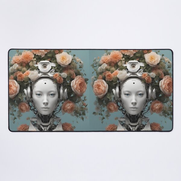 Item preview,  Robot Humanoid  Futuristic Android Peaceful  Beautiful Flowers  designed and sold by KolorellaS.