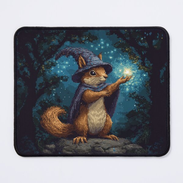 Item preview, Cute Squirrel Wizard Pixel Art designed and sold by Kaos-Bit.