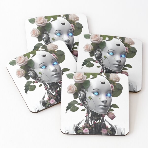 Item preview,   Robot Humanoid  Futuristic Android Peaceful  Beautiful Flowers  designed and sold by KolorellaS.