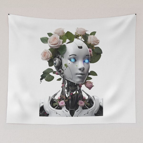 Item preview,   Robot Humanoid  Futuristic Android Peaceful  Beautiful Flowers  designed and sold by KolorellaS.